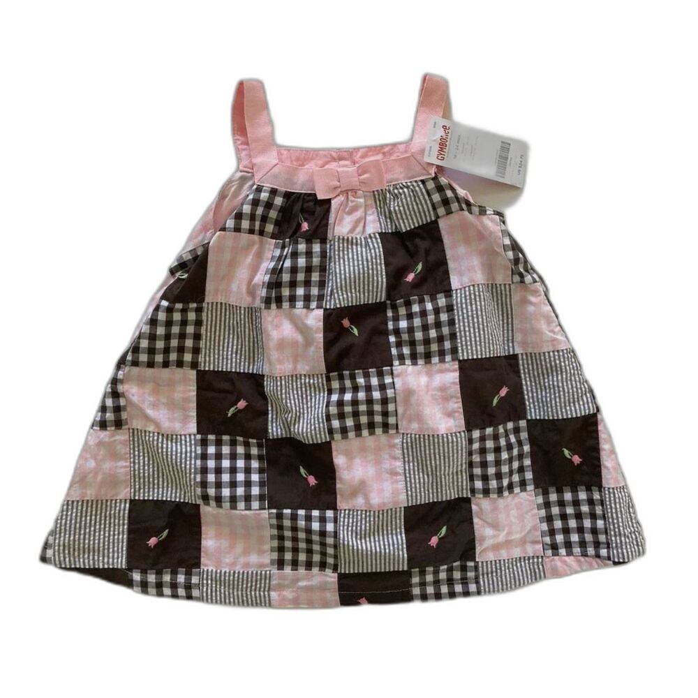NEW girls dress Gymboree 12-18 M Celebrate Spring brown white pink plaid tulip - Picture 4 of 4